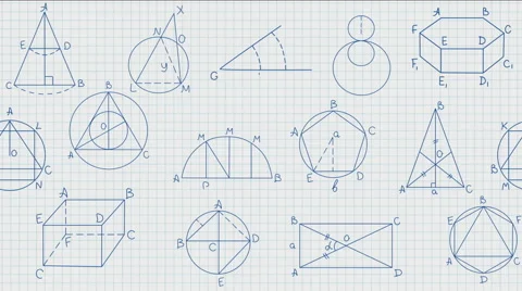Geometric formulas on page notebook Vídeo Stock 45376740