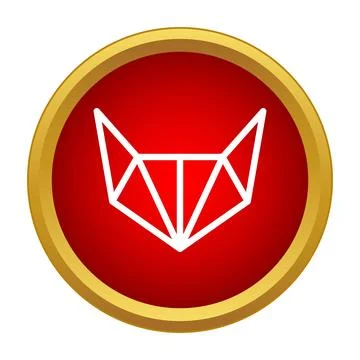 Geometric fox head icon in red circle Stock Illustration