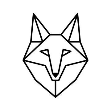 Geometric Fox Head Vector Line Art Logo Icon Stock Illustration
