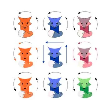 Geometric fox symbol icon set. Logo template Stock Illustration
