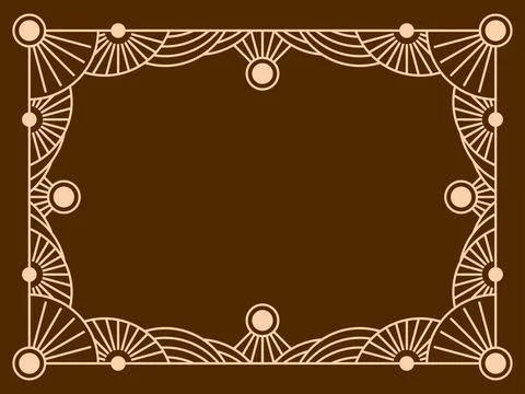 Geometric frame of beige lines on a brown background. Linear border. Line a.. Illustrazione stock