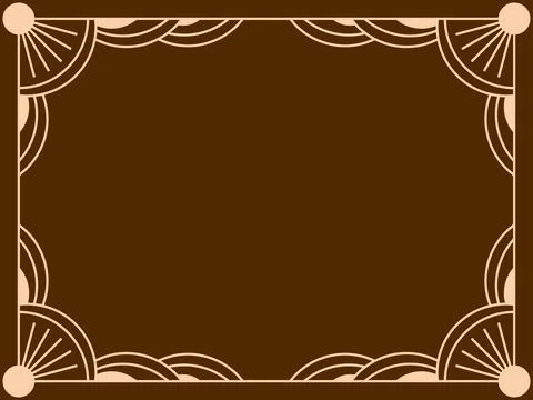 Geometric frame of beige lines on a brown background. Linear border. Line a.. Illustrazione stock