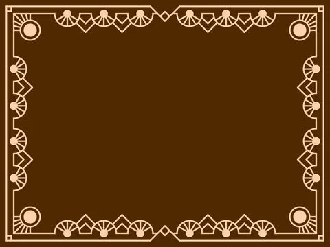 Geometric frame of beige lines on a brown background. Linear border. Line a.. Illustrazione stock