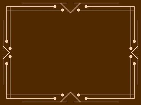 Geometric frame of beige lines on a brown background. Linear border. Line a.. Stock Illustration