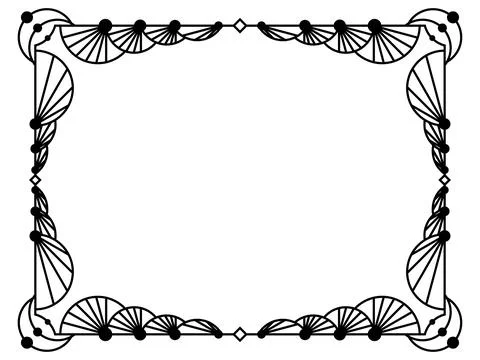 Geometric frame of black lines on white background. Linear border. Line art.. Stock-Illustration