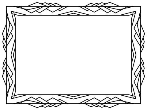 Geometric frame of black lines on white background. Linear border. Line art.. Illustrazione stock