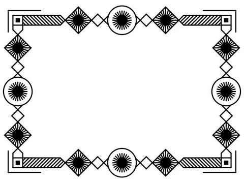 Geometric frame of black lines on white background. Linear border. Line art.. Illustrazione stock