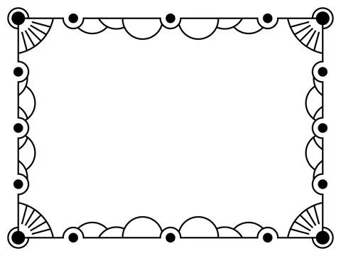 Geometric frame of black lines on white background. Linear border. Line art.. Illustrazione stock