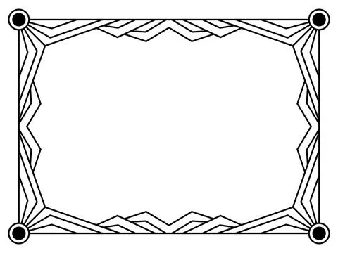 Geometric frame of black lines on white background. Linear border. Line art.. Illustrazione stock