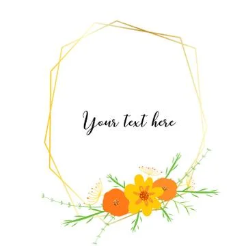 Geometric frame with flower. Botanical composition. Decorative element for we Stock Illustration