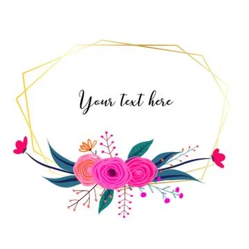 Geometric frame with flower. Botanical composition. Decorative element for we Stock Illustration