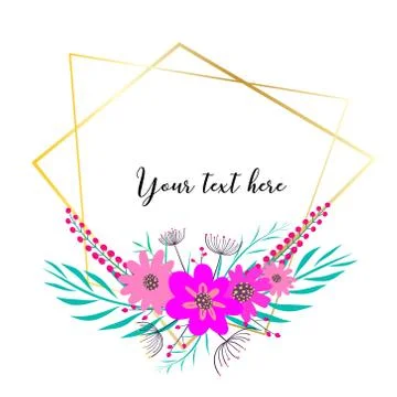 Geometric frame with flower. Botanical composition. Decorative element for we Stock Illustration