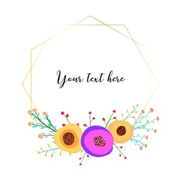 Geometric frame with flower. Botanical composition. Decorative element for we Stock Illustration