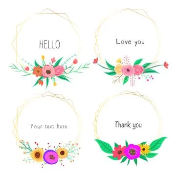 Geometric frame with flower. Botanical composition. Decorative element for we Stock Illustration