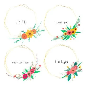 Geometric frame with flower. Botanical composition. Decorative element for we Stock Illustration