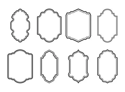 Geometric frames and borders icon in flat style. Decorative layout ornament.. Stock Illustration