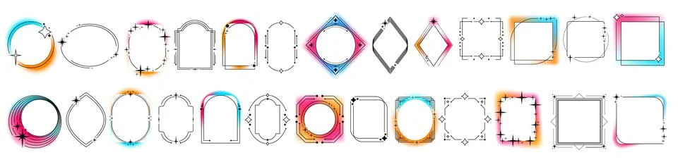 Geometric frames with gradient border Stock Illustration