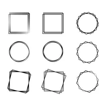 Geometric frames, set of polygonal frames, vector illustration Stock Illustration