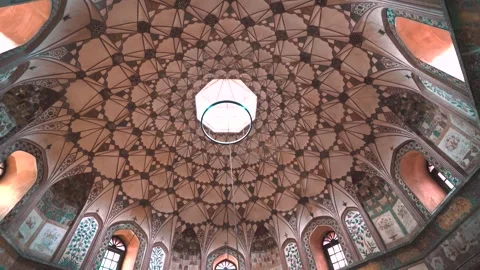Geometric fresco ceiling inside Shahi Hammam in Lahore Stock Footage 346322237