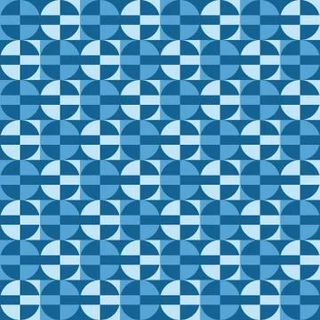 Geometric fun pattern with blue circles and rectangles Stock Illustration