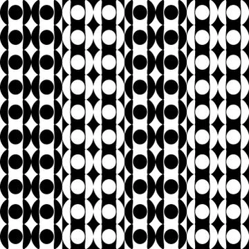 Geometric fun pattern with columns of black and white decorations Stock Illustration