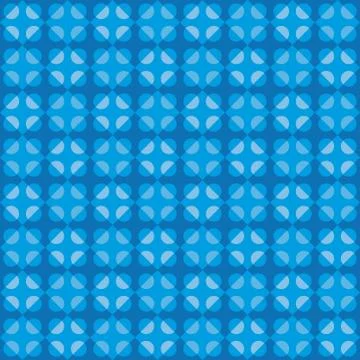 Geometric fun pattern with dark and light blue circular and rhomboid shapes Stock Illustration