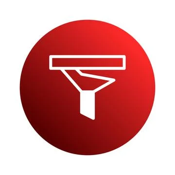 Geometric funnel design inside a vibrant red circle creating a modern techn.. Stockillustratie