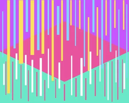 Geometric futuristic abstract multicolored pattern on lilac, pink and blue Illustrazione stock