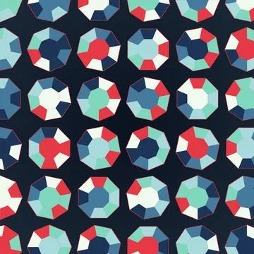 Geometric Gemstone Pattern Seamless Background with Repeating Octagonal Cry.. Stock Illustration