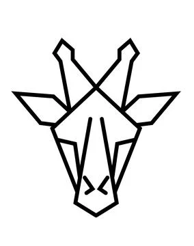 Geometric giraffe head outline vector, Minimalist giraffe icon, Line art anim Ilustración de archivo