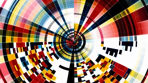 Geometric Glitch Circles - Rotating Abstract Background for VJ &amp; HUD Elements Stock Footage 290157213