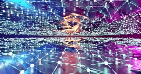 Geometric glow node cyber tone Stock Footage 216765188