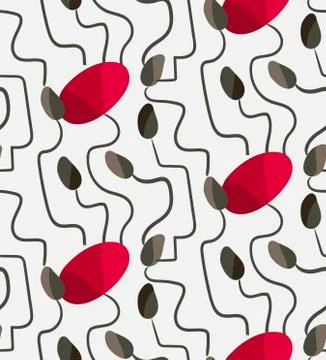 Geometric glower poppies seamless pattern vector floral design primitive scan Stock Illustration
