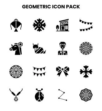 Geometric Glyph Bundle Icons Pack イラスト素材