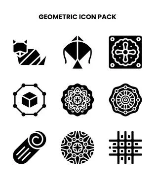 Geometric Glyph UI Icons Pack Stock Illustration