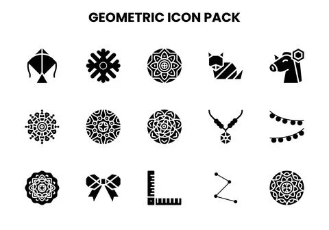 Geometric Glyph Vector Icons Pack Illustrazione stock