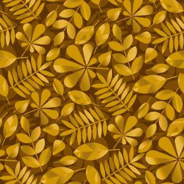 Geometric gold fall leaves pattern vector illustration Stock Illustration