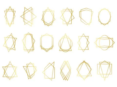 Geometric gold frames. Luxury line invite borders. Golden modern shapes Stock Illustration