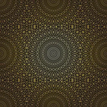 Geometric gold lace seamless pattern. Arabic tile lattice vector background. Stock Illustration