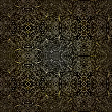 Geometric gold lace seamless pattern. Arabic tile lattice vector background. Stock-Illustration