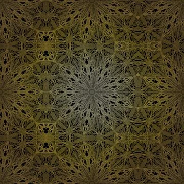 Geometric gold lace seamless pattern. Arabic tile lattice vector background. イラスト素材