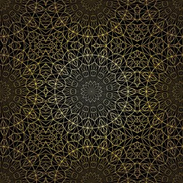 Geometric gold lace seamless pattern. Arabic tile lattice vector background. Illustrazione stock