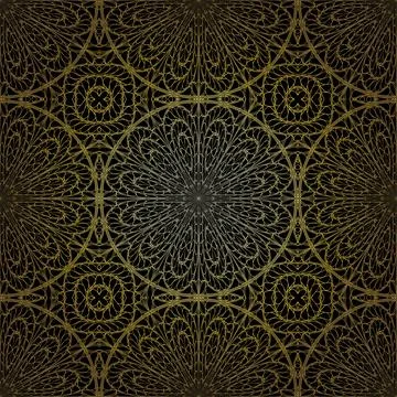 Geometric gold lace seamless pattern. Arabic tile lattice vector background. 스톡 일러스트
