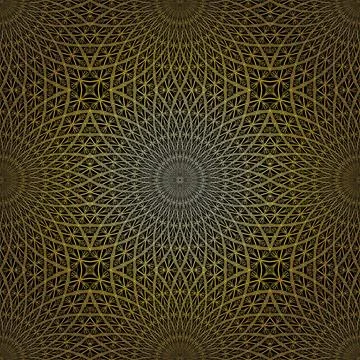 Geometric gold lace seamless pattern. Arabic tile lattice vector background. Illustrazione stock