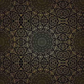 Geometric gold lace seamless pattern. Arabic tile lattice vector background. Stock-Illustration