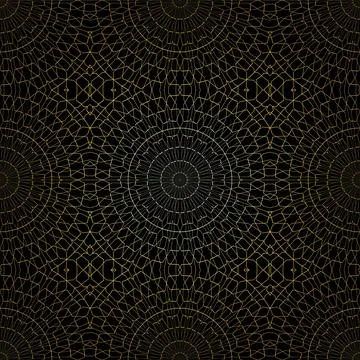 Geometric gold lace seamless pattern. Arabic tile lattice vector background. Stock-Illustration