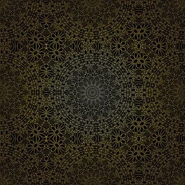 Geometric gold lace seamless pattern. Arabic tile lattice vector background. Stock Illustration