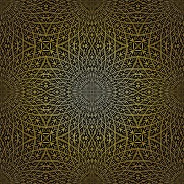 Geometric gold lace seamless pattern. Arabic tile lattice vector background. Stock-Illustration