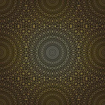 Geometric gold lace seamless pattern. Arabic tile lattice vector background. Stock Illustration
