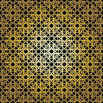 Geometric gold lace seamless pattern. Arabic tile lattice vector background. Stockillustratie